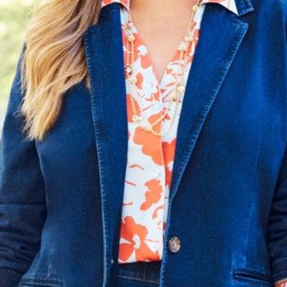 Catherines Knit Denim Jean (French Terry) Blazer- 5X- NWT - Picture 2 of 3